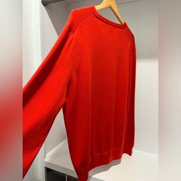 J Crew 100% Italian Cashmere V Neck Sweater Dark Orange men’s XL - Picture 5 of 7
